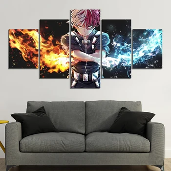 

5 Piece Anime Poster TodorokiShoto Cartoon Characters Pictures My Hero Academia Canvas Paintings for Room Home Decor