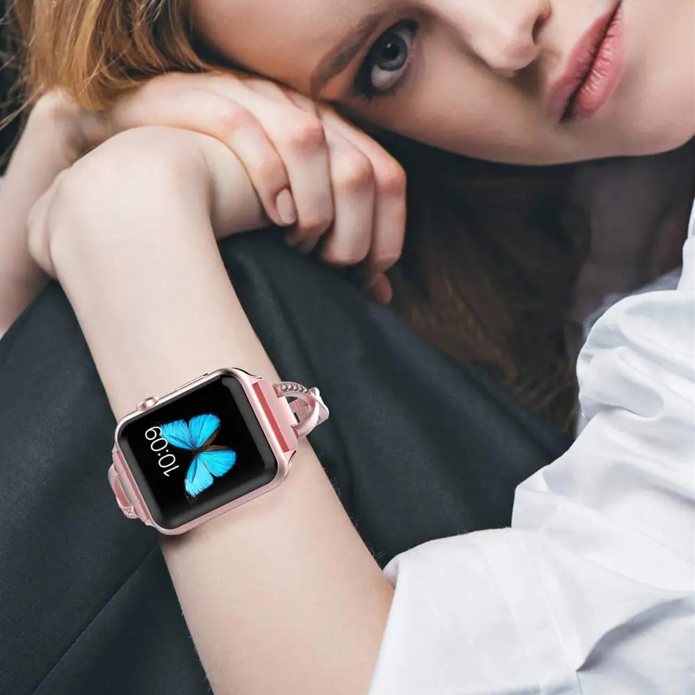 Женский браслет для Apple Watch 38 мм 42 мм 40 мм 44 мм сменный ремешок из нержавеющей стали для Iwatch серии 4 3 2 1