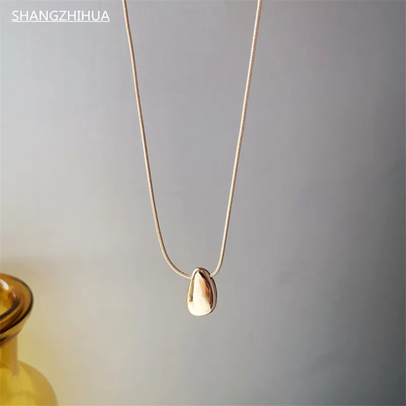 2021 Retro Simple Geometric Pendant Necklace For Women's Fashion Metallic Luster Collarbone Chain Women Snake Metal | Украшения и