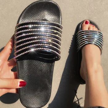 

Women Slippers 2020 Women's Fashion Comfortable Woman Outdoor Peep Toe Solid Ladies Bling Female Beach Shoes Plus Size