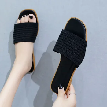 

2020 New Slippers Women Flying weaving Wear-resistant Beach Shoes Woman Women's summer Shoes Size 35-40 Zapatos de mujer