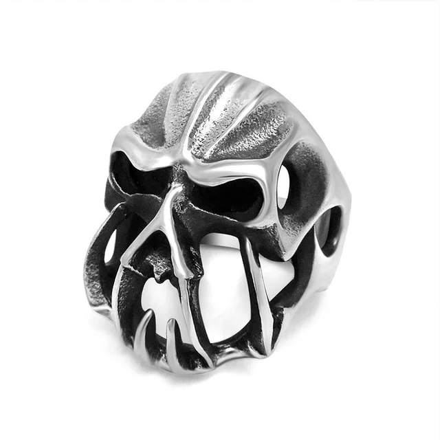 Retro Mens Rings 316L Stainless Steel For Male Boyfriend Biker Jewelry Golden Blue CZ Crystal Stones Skull Eagle Ring 2021 New Custom Color