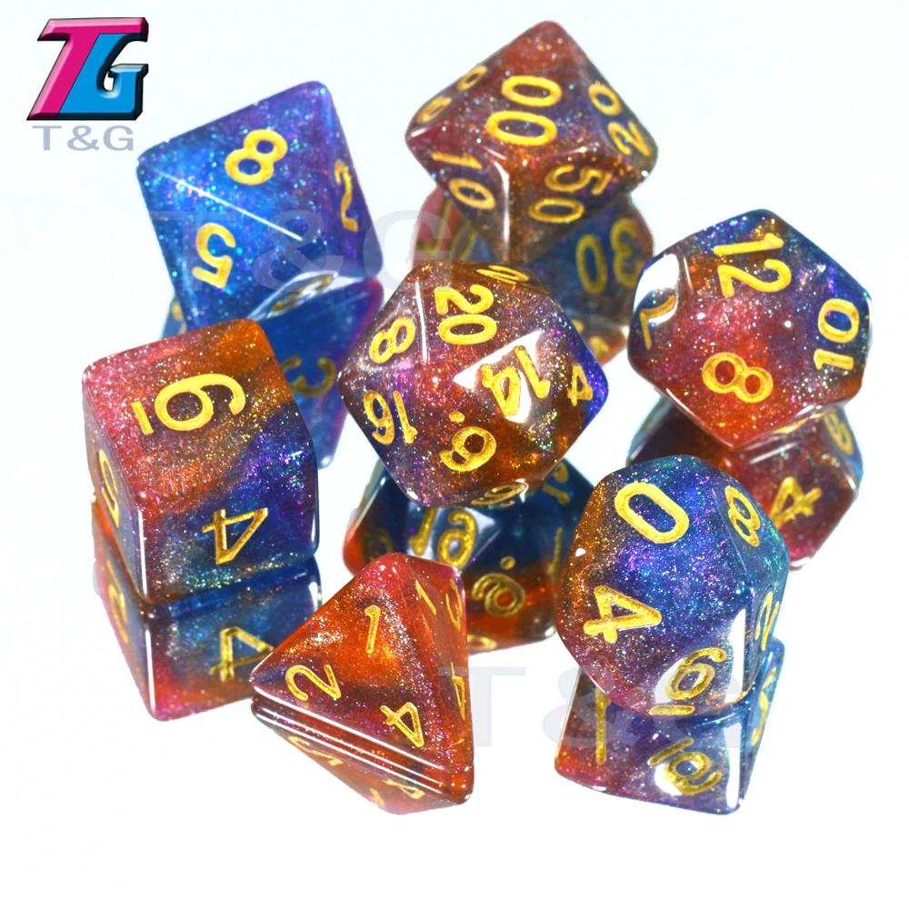 

New Arrival!! New Colorful Universe Galaxy Dice Set of D4-D20 with Bag Shinny Effectt Cool for DND RPG Boardgame Party Gift