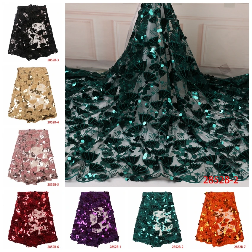 Purple Color Korea Italian African Pakistan Upholstery Embroidery Polyester Dress Price Glitter Velvet Large Sequin Lace Fabric