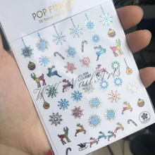 1 Pcs Winter Xmas Nail Stickers 3d Elk Santa Christmas Snowflake Cartoon Slider Design Polish Decoration Nail Accessories CL