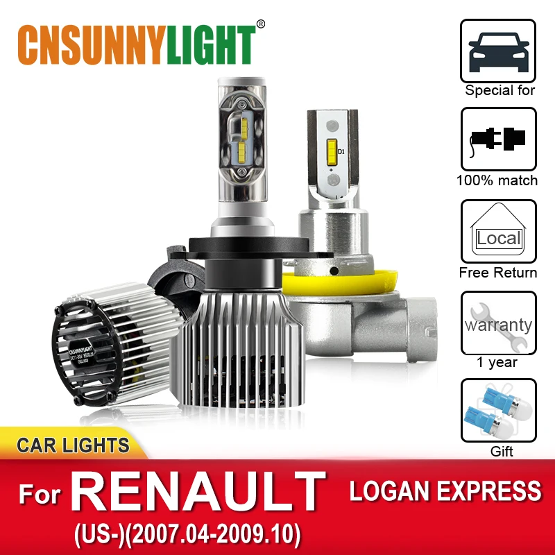 

CNSUNNYLIGHT Automobile LED Headlight Bulbs For RENAULT LOGAN EXPRESS US 2007-2009 Foglamp Bulbs Headlamp Fan-Styling Car Lamps