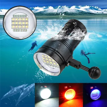

15x XM-L2+6x R+6x B 12000LM LED Photography Video Scuba Diving Flashlight Torch aircraft-grade aluminum