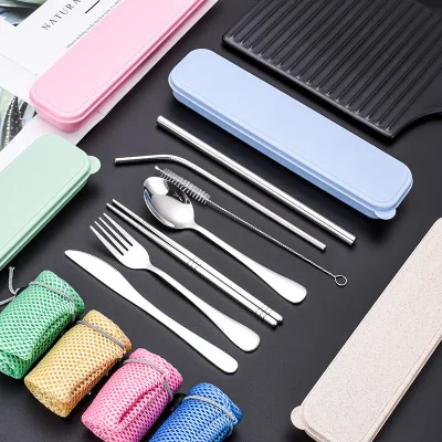 

Outdoor Travel And Play, Convenient To Carry Stainless Steel Tableware, Knife, Fork, Spoon And seven-piece kitchen Set