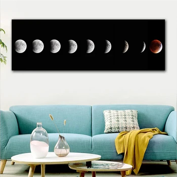 

Moon Phase Canvas Posters Black White Art Nordic Minimalist Painting Abstract Wall Picture for Living Room Home Corridor Decor