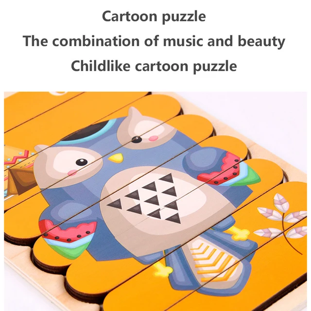 Puzzle 3D Dupla Face de Madeira para Crianças