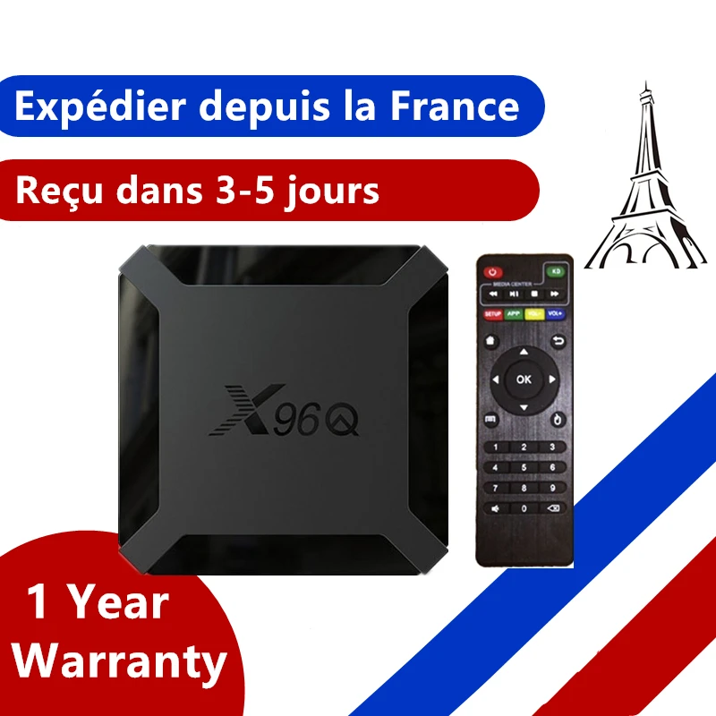 Dispositivo de tv inteligente x96q, decodificador con Android 10,0, iptv, x96 q, 1G, 8G, 2G, 16G, Allwinner H313, envío desde Francia, nuevo