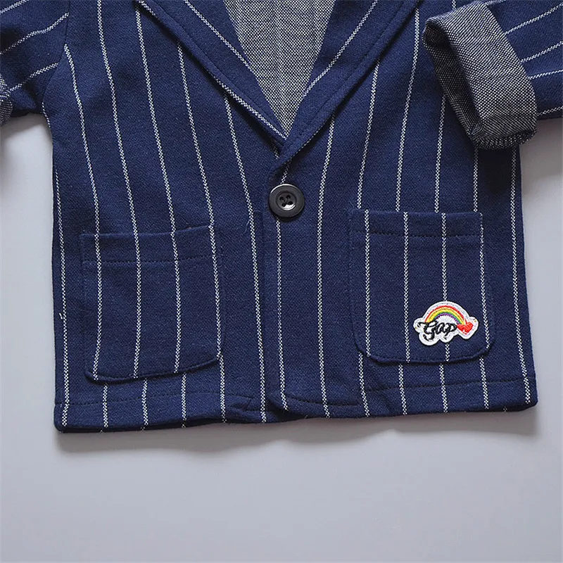 New Fashion Stripe Kid Children Suit Baby Boy Clothes Boys Clothing Coat+pant+T-shirt 3pcs Clothing Sets Baby Boy Clothing