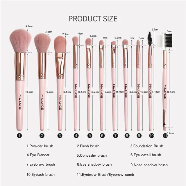11pcs Travel Mini Makeup Brushes Set Gifts for Women Girls Teens with Mirror