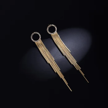 

High Quality Luxury Gold Color Metal Long Chain Tassel Drop Earrings Punk Style Women Dangle Earrings Party Jewelry 2020 New