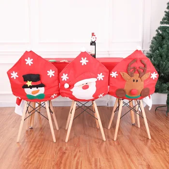 

MYBLUE 65x50cm Christmas Santa Claus Snowman Elk Chair Back Cover Kitchen Dinner Table Party Decoration for Home