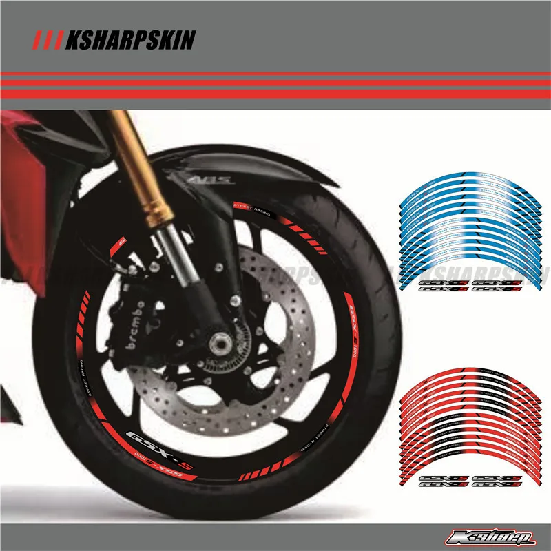 12 X Thick Edge Outer Rim Sticker Stripe Wheel Decals FIT SUZUKI GSXS1000 GSXS1000F 17'' | Автомобили и мотоциклы