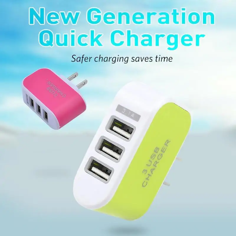 Светящееся зарядное устройство для мобильного телефона 3usb Candy 5V1A Для Android Smart Универсальный мобильный телефон светящаяся зарядная головка