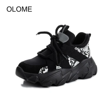 

Fashion Brand Shoes Women Real leather Thick Bottom Footware Leisure Sneakers Female Chunky Casual Trainers Increased Cross-tied