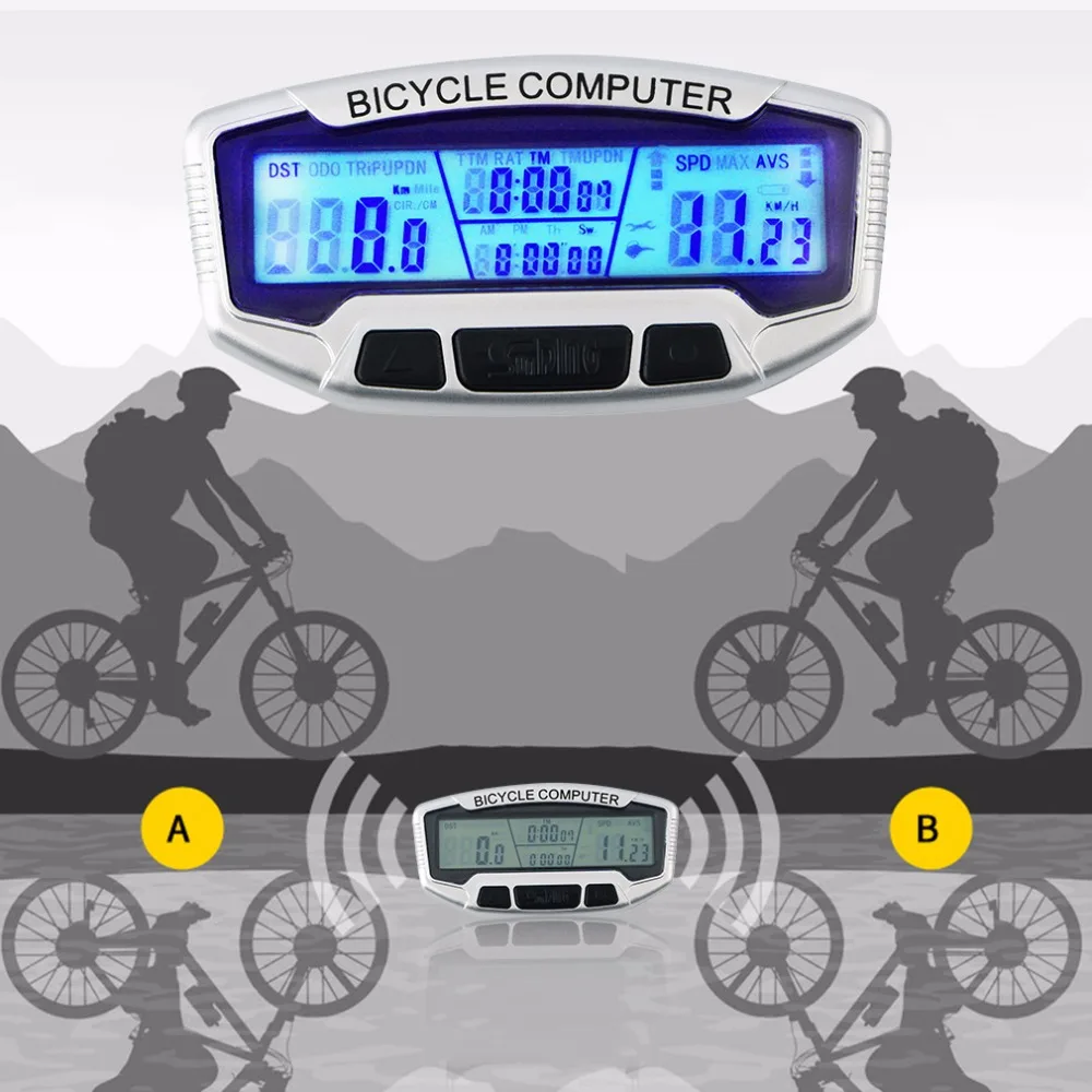Sunding SD-558A ABS WiredWaterproof LCD Bicycle Bike Cycling Computer Odometer Speedometer Velometer for bike wireless bicycle