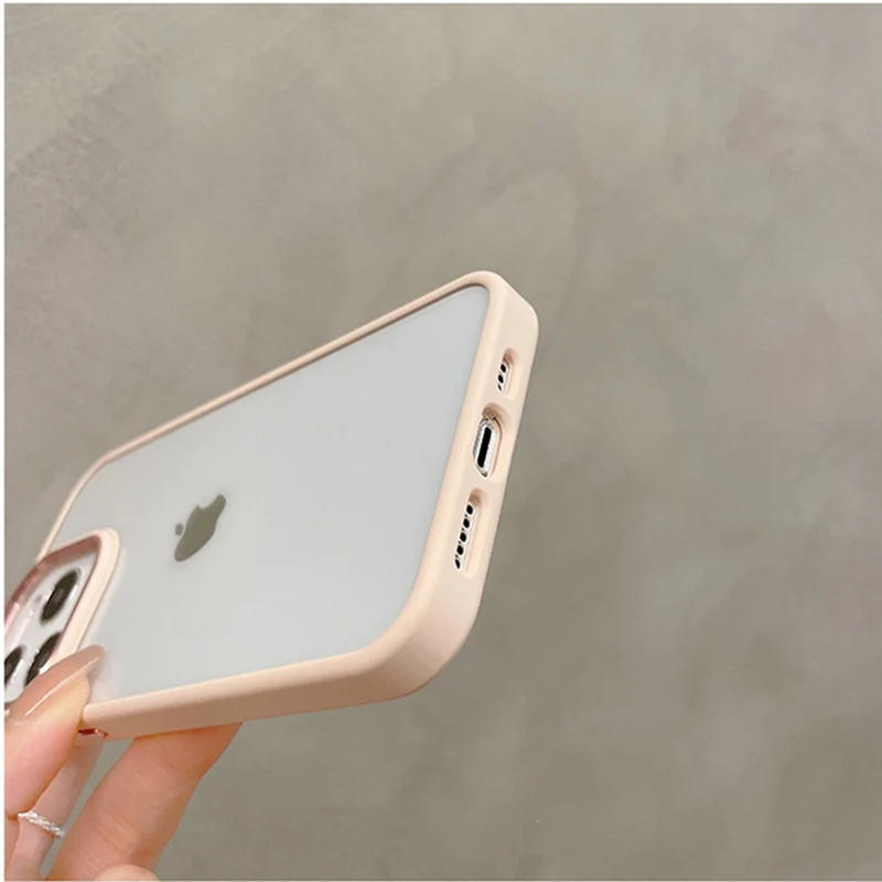 ins Metal lens anti-fall bumper Clear armor case for iphone 13 13Pro 11 12 12Pro Max X XR Transparent Shockproof back cover