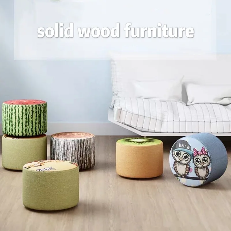 Children's Chair Lazy Person Creative Solid Wood Household Stool Web Celebrity Living Room Bedroom Shoe Cloth Art Stools