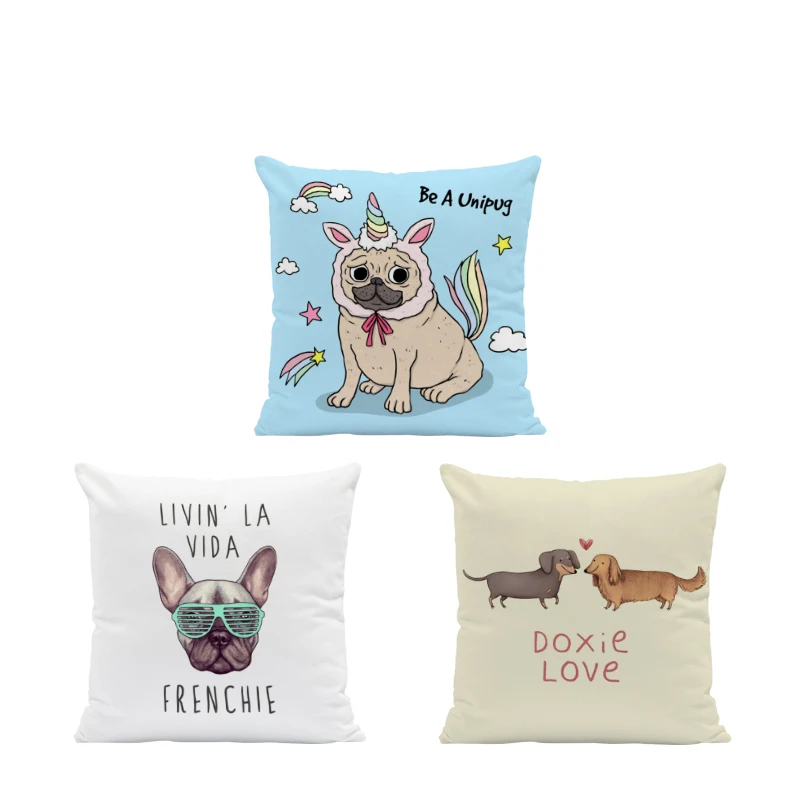 Cute Animal Cushion Set Corgi Dog Dachshund Boston Terrier Sofa Decorative Pillowcase Pug Unicorn Dinosaur Velvet Pillow | Дом и сад