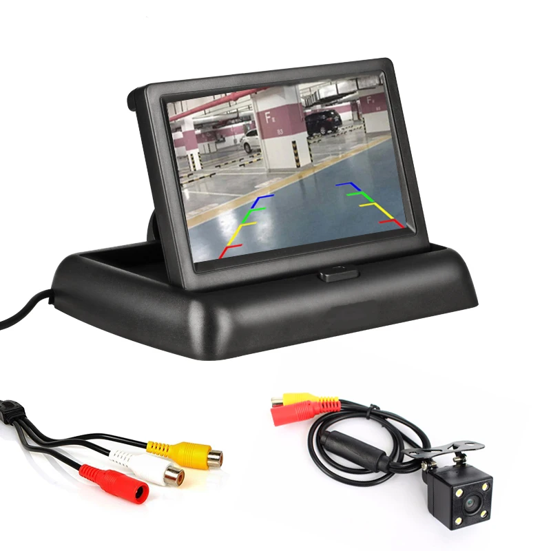 Jansite 4 3 дюймов складной автомобильный монитор TFT lcd дисплей камера s заднего вида