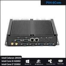 Intel Core i7 5500U Mini PC Windows Linux i5 4200U fansız endüstriyel bilgisayar çift LAN NICS 6 * RS232 PC sunucu 2955U