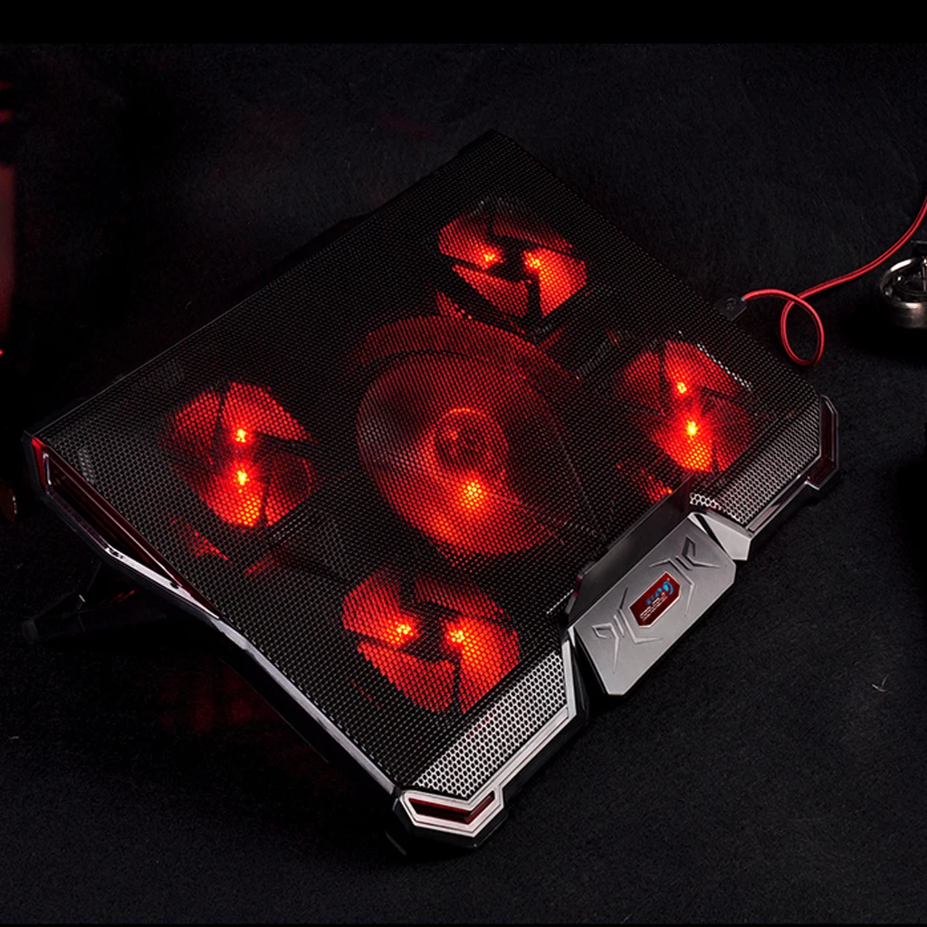 Подставка для ноутбука, USB кулер для ноутбука с пятью вентиляторами, USB кулер для игр, ежедневное использование для вентиляторов ноутбуков и светодиодных ламп, может регулироваться охлаждающая подставка