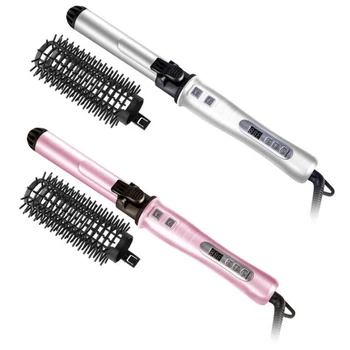 

Curling Iron Brush 2 in 1 Automati Ceramic Tourmaline Rotating Hair Curler with Detachable Anti-Scald Instant Heat Up
