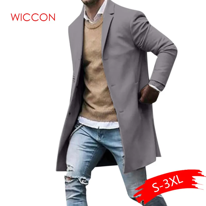 

2020 New Spring Autumn Trench Coat Men Button Long Sleeve Fitness Clothing Fashion Streetwear Men Long Coat Chaqueta Hombr