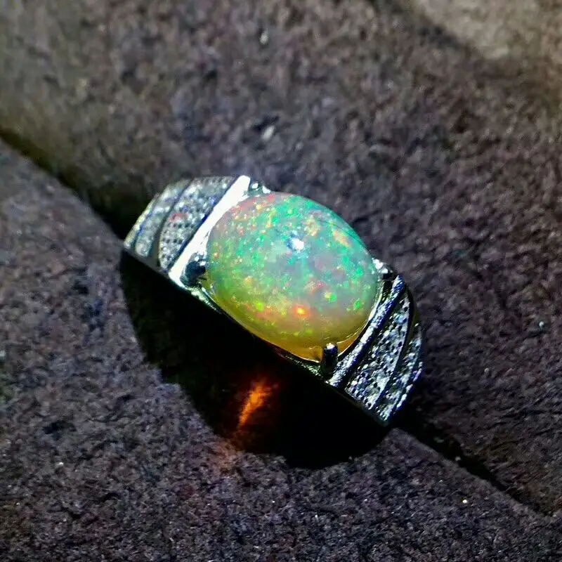 MeiBaPJ, 8 мм* 10 мм, натуральный Большой опал, драгоценный камень, модное простое кольцо для женщин, настоящее 925 пробы, серебряное очарование, хорошее свадебное ювелирное изделие