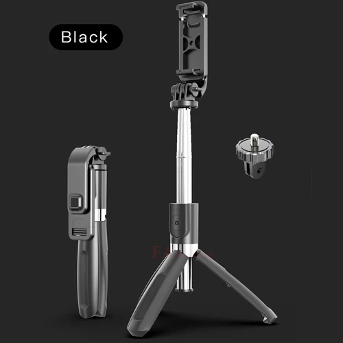 black FANGTUOSI, новинка, беспроводная селфи палка, выдвижной складной монопод, Bluetooth, селфи палка, штатив для iphone камеры DSLR - Цвет: black