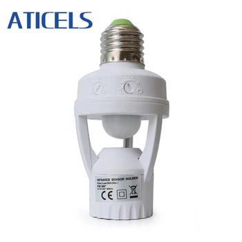 

110-220V PIR Motion Sensor Switch With E27 Lamp Base For LED Bulb 360 Degrees IR Infrared Human Sensor Control