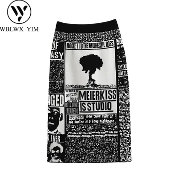 

Spring Autumn knitting Skirt Women Loose Plus size High waist Mid Length Package Hip Skirt Female Elastic waist Knit Skirts