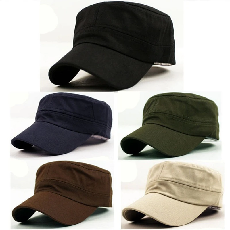

New Classic Plain Vintage Army Military Cadet Style Cotton Cap Hat Adjustable