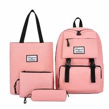 4 unid/set de alta capacidad de las mujeres, mochila de estudiante de la Escuela de bookbags coreano Vintage de mujer niños bolsas de hombro de Backbags
