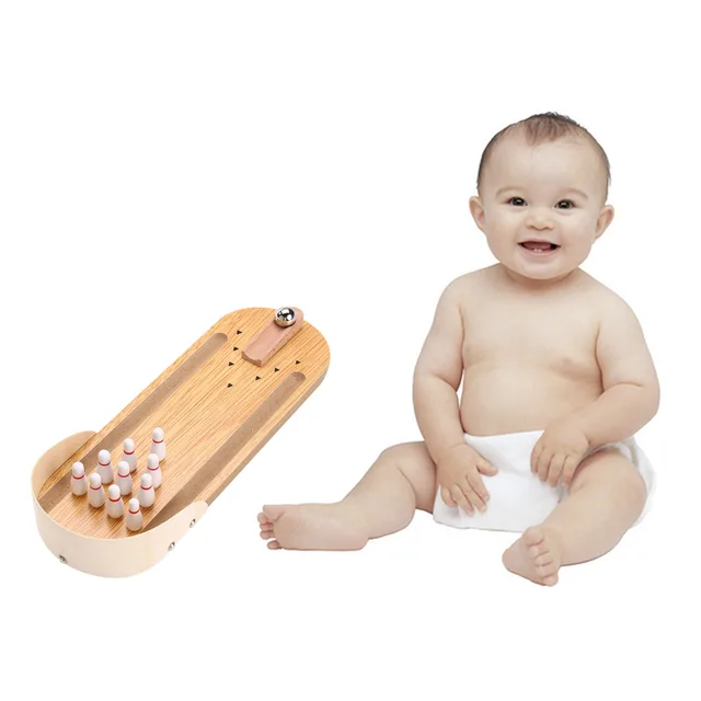 US $18.14 Wooden Toys Mini Bowling Sports Desktop Game Set Fun Indoor ParentChild Interactive Table Game Dev