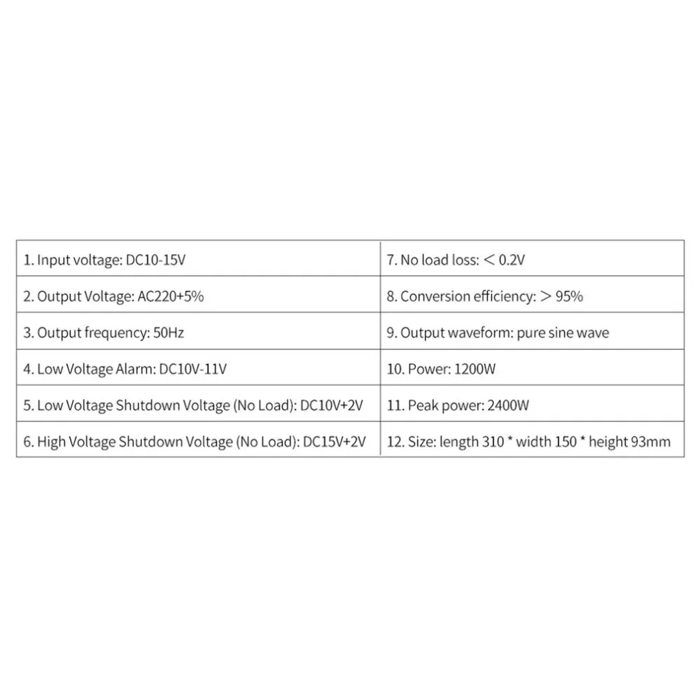 Бытовой инвертор 12 V-220 V 1200W трансформатор напряжения цифровой Чистая синусоида Инвертор с кондиционированием воздуха