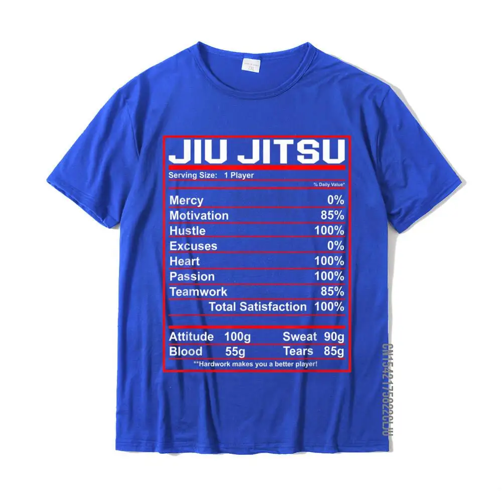 PrintFunny Short Sleeve Tees Summer Funny O Neck 100% Cotton Tee-Shirt Men Top T-shirts Simple Style  Drop Shipping Funny Jiu Jitsu Nutrition Facts Bjj Fighter T-Shirt__34742 blue