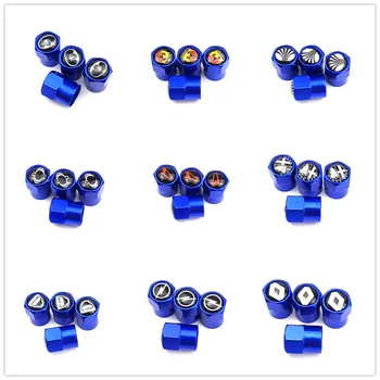 

100pcs blue Aluminum Wheel Tire Valve Caps for Renault toyota corolla Camry Nissan qashqai 208 ford fiesta focus mustang lada