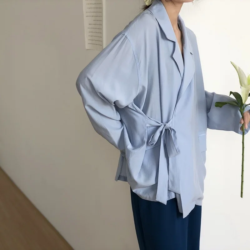 

Sense of Design Lace-up Knot Suit Jacket Women's Thin Korean-style Loose-Fit Slimming Underwear Outer Wear Fashion Tops