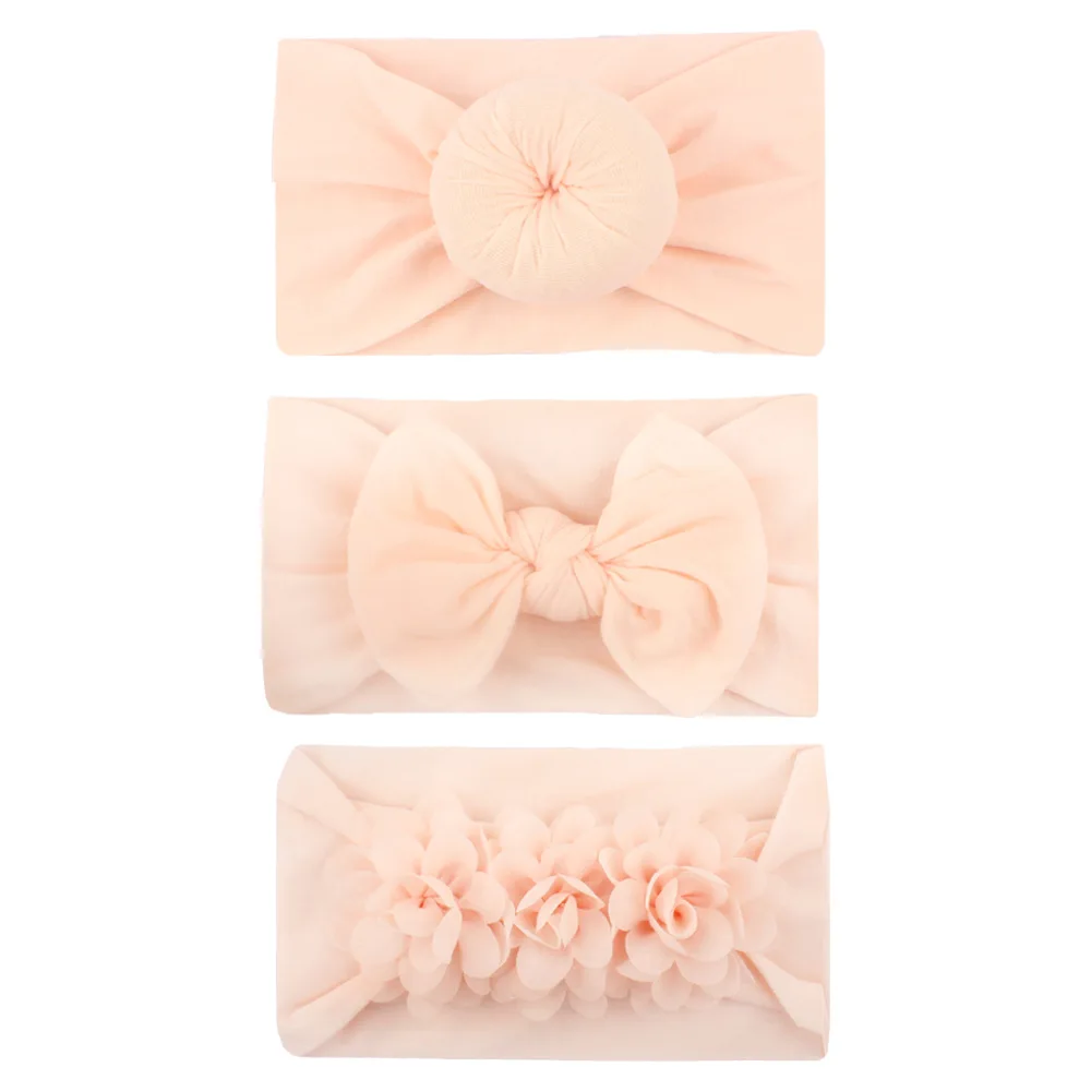 

Cute Newborn Chiffon Flowers Wide Nylon Headbands Baby Girls Bowknot Headwraps Children Headwear Set