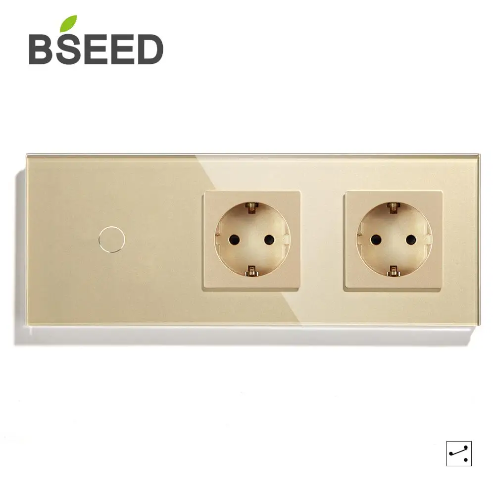 Сенсорный выключатель BSEED стандарт ЕС 1 банда Way с двойным настенным гнездом