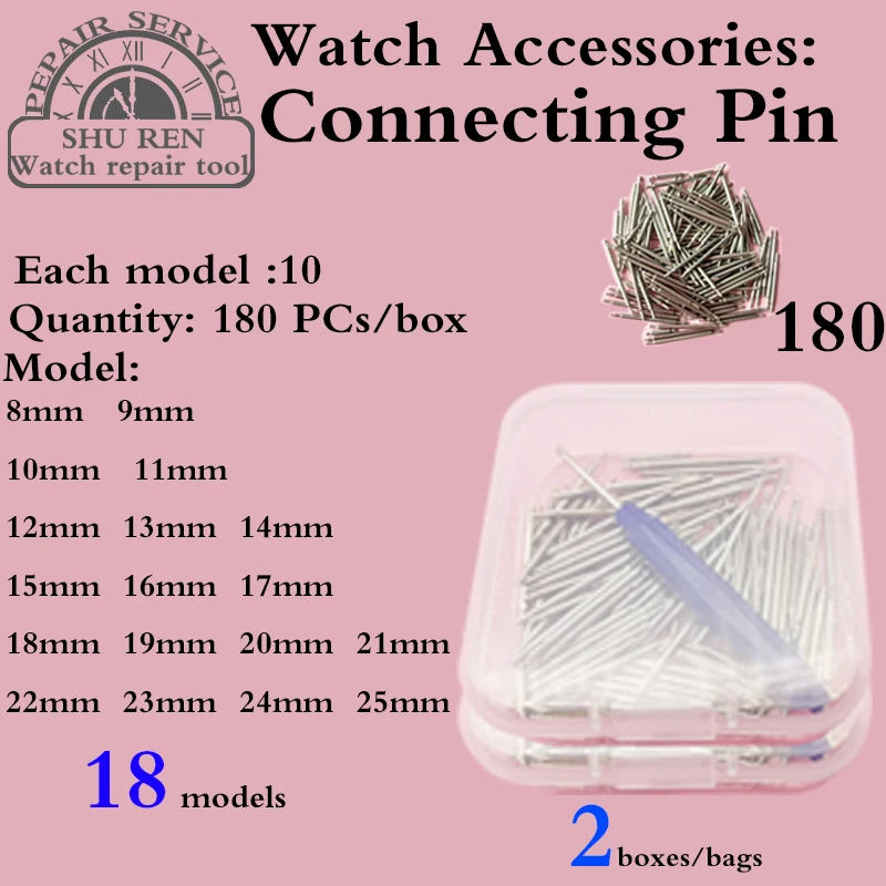 Free shipping 2 Boxes Bags Watch spring connecting pin 8 9 10 11 12 13 14 4