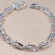 925 пробы, серебряный, модный, геометрический, цепочка, Круглый браслет, персональный, хип-хоп, панк, замок, цепочка, браслет, пара, известные ювелирные изделия