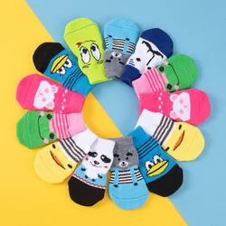 Chaussettes tricotées antidérapantes pour animaux de compagnie, 4 pièces, motifs de dessin animé, Chihuahua, accessoires de protection des pattes épaisses, hiver 