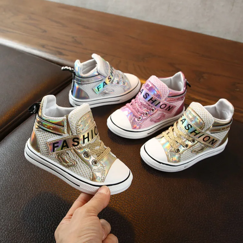 

Spring Autumn Baby Children Boys Girls PU Sequin Design Sneakers Casual Letter Printed Comfortable Anti-Slip Soft Soled Sneakers