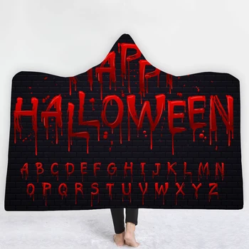 

Halloween Digital Print Hooded Blanket Blanket Cloak Thick Double Layer 100% Polyester Fiber Halloween Hooded Blanket