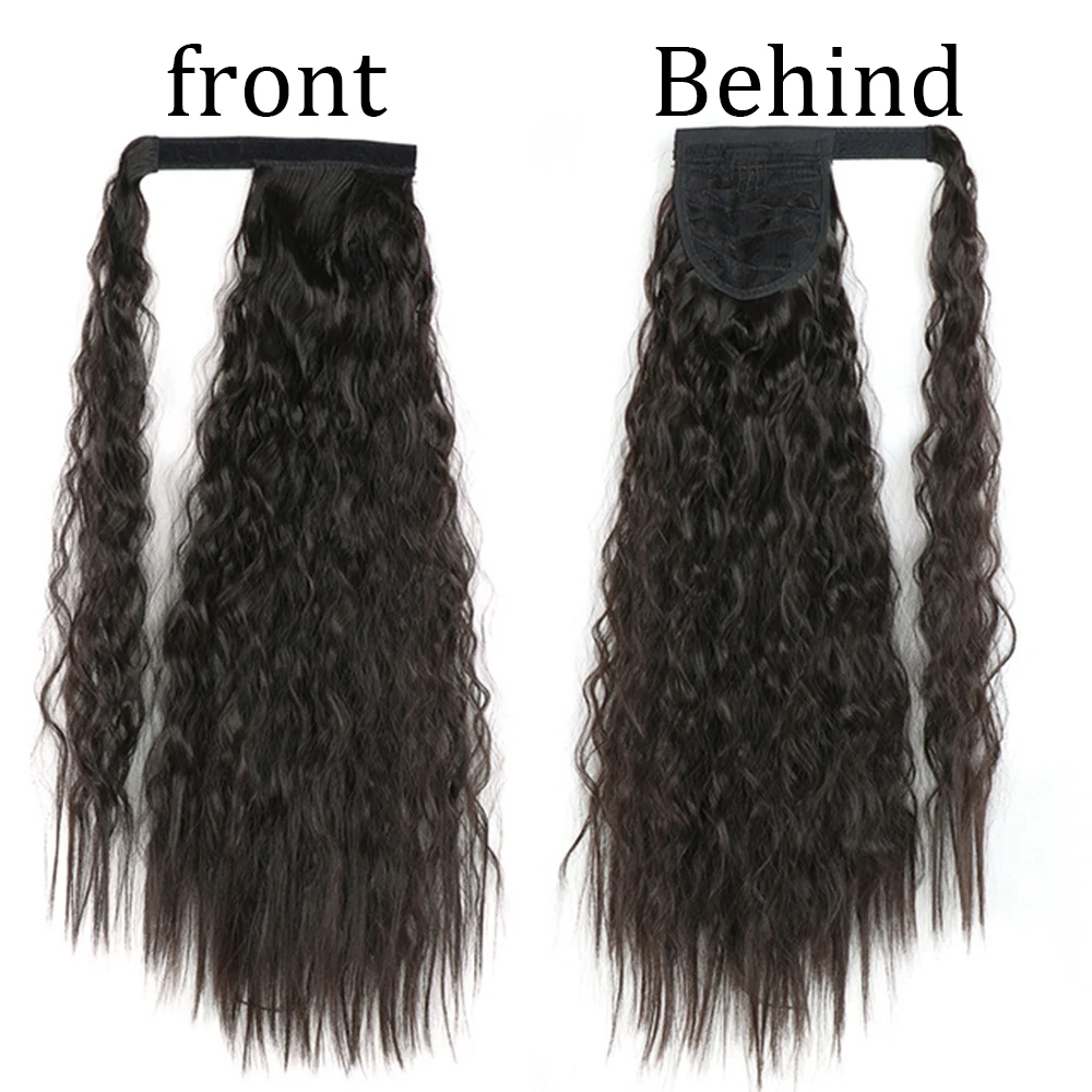 Fake Hair Extensions Synthetic Corn Wavy 22'' 32'' Long Ponytail Hairpiece Wrap on Clip Hair Extensions Ombre Brown Pony Tail Blonde Fack Hair fake hair extensions